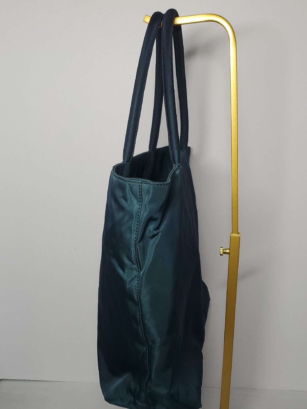 Authentic Prada Blackish/Greenish Nylon Tote Bag with Triangle Logo -Medium Size - Picture 3 of 14